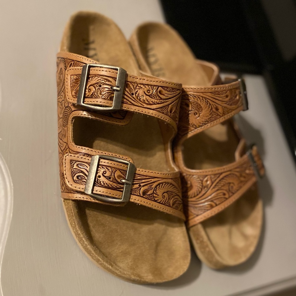 Myra Leather Tooled Sandals